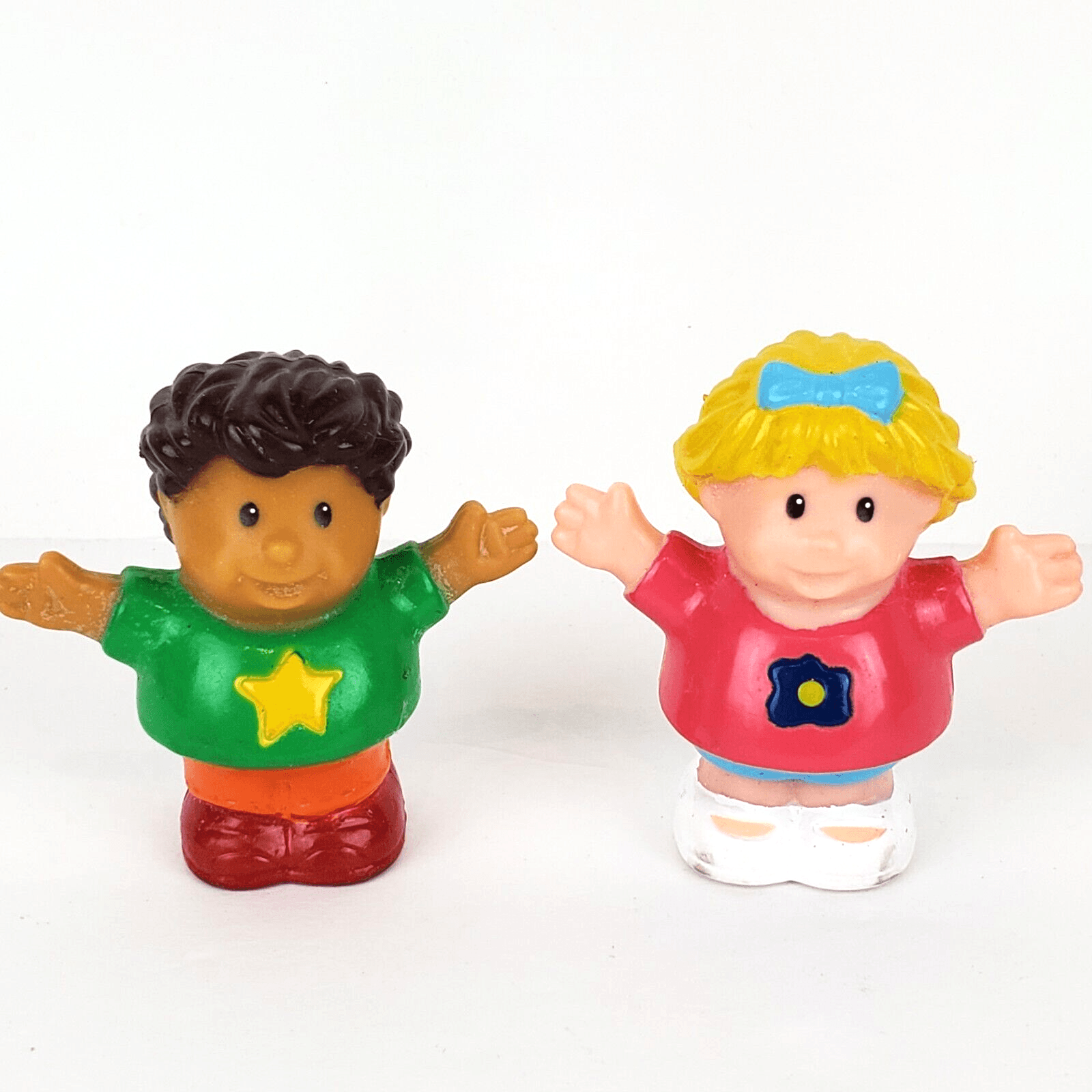 2000 Shelcore Girl Pink Top & Boy Green Shirt Figures Work with FP Little People