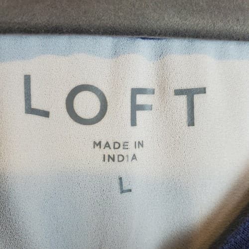 Loft Womens Blue White Long Sleeve Slit Back T-Shirt Blouse Top Size Large - Thumbnail 3