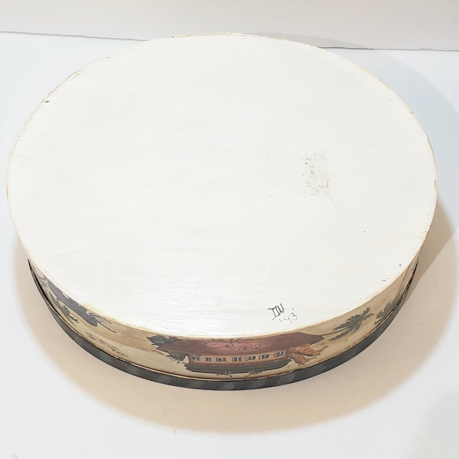 Vintage 1993 Wooden Oval Shaker Style Craft Box w/Lid Hand Painted Noah’s Ark - Thumbnail 13