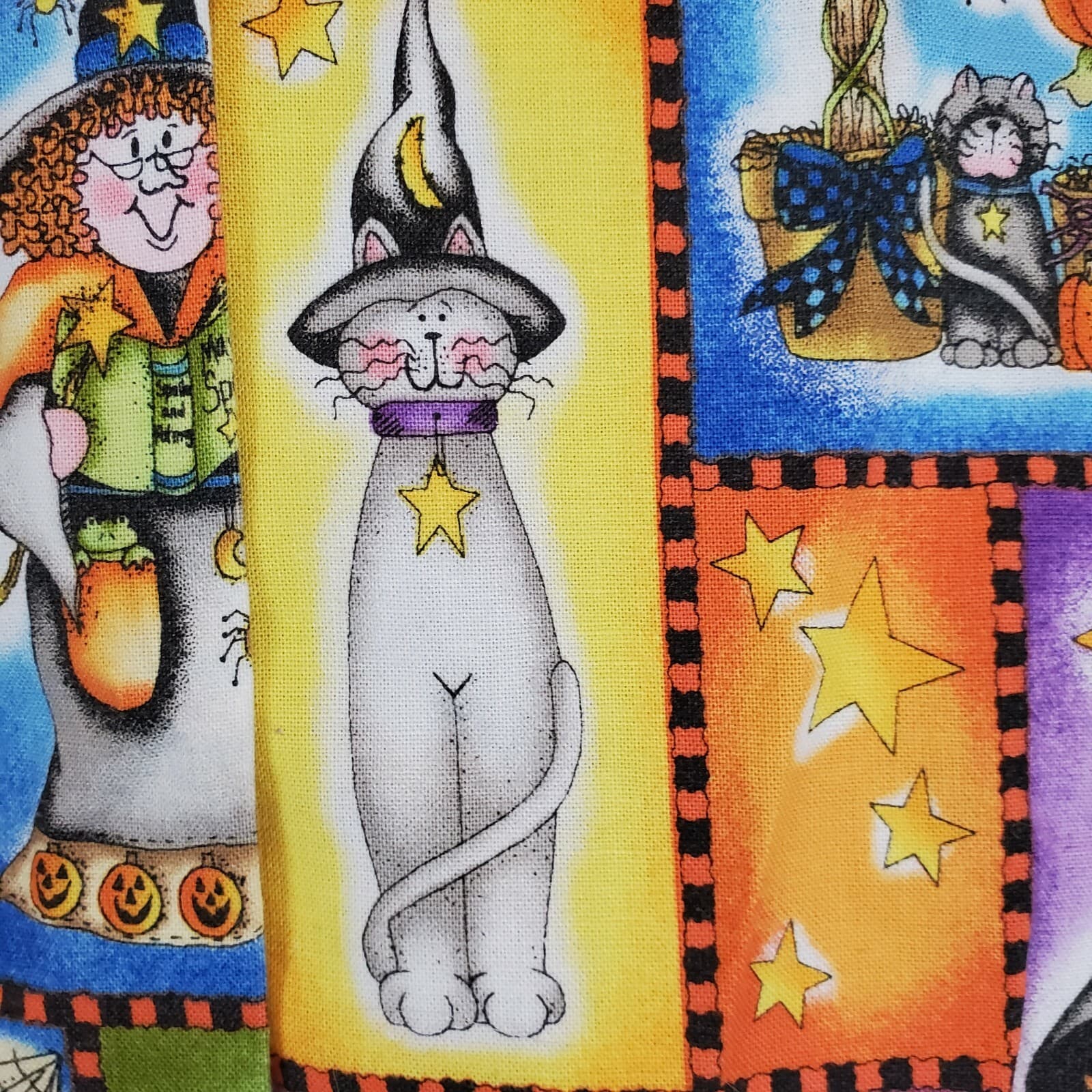 Scrubs Scrub Top Halloween LS Long Sleeves Sleeve Witch Cat Pumpkin Sz Small - Thumbnail 6