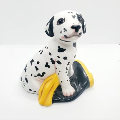 Vintage Dalmatian Figurine Puppy Dog Franklin Mint 1987 Firefighter Fireman Gift