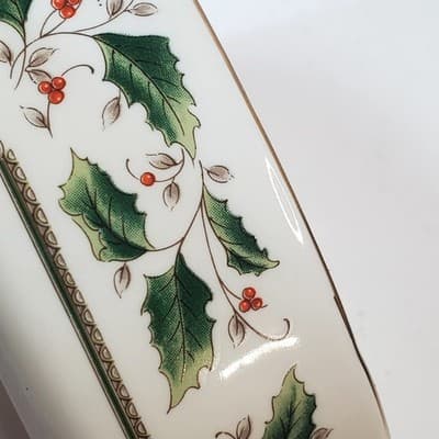 Vintage AMC NY NY Christmas Holly Berry Ceramic Bath Soap Dish Japan - Thumbnail 7