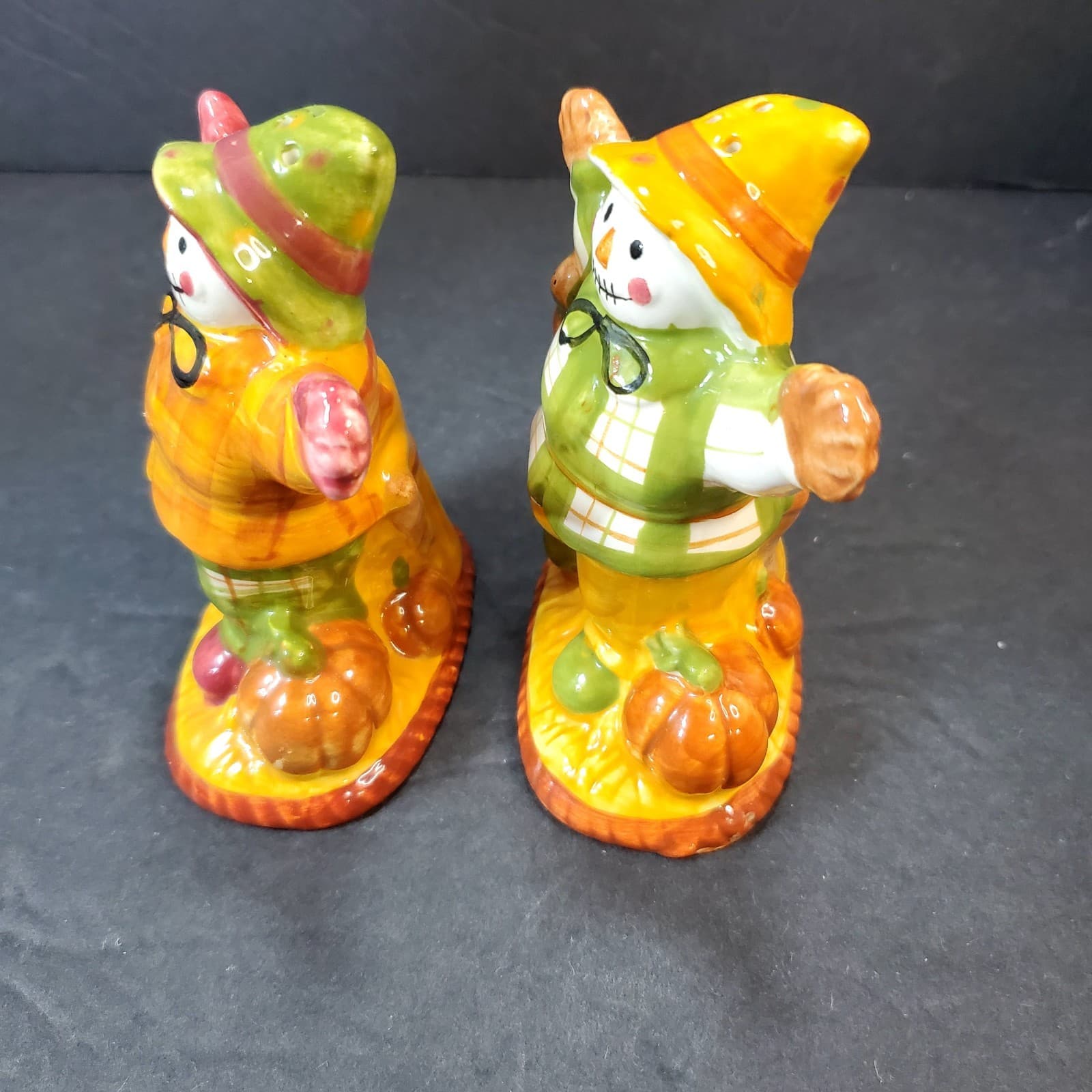 Vintage Kmart Scarecrow Harvest Pumpkin Salt & Pepper Shakers Fall Decor - Thumbnail 2