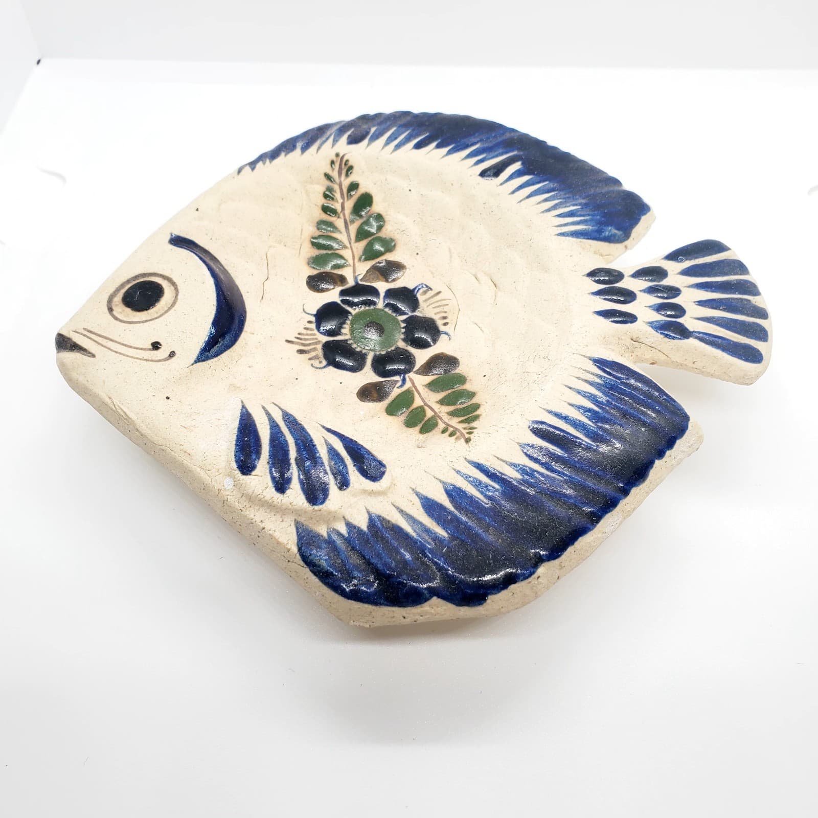 Vintage Mexican Art Pottery Folk Art Fish Wall Hanging Decor Moro Mexico Clay - Thumbnail 2