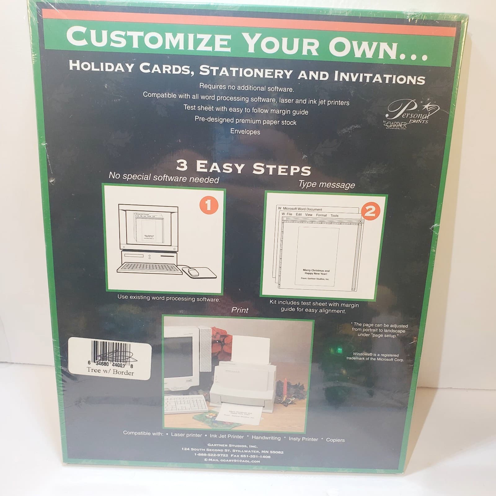 Gartner Studios Print Your Own Christmas Card Tree w Border 12 Count & Envelopes - Thumbnail 4