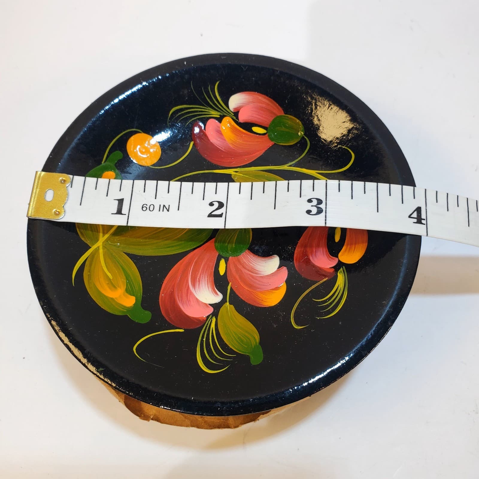 Set of 4 Vtg Ukrainian Folk Art Handpainted Wooden Mini Wall Plates Petrykivka - Thumbnail 10
