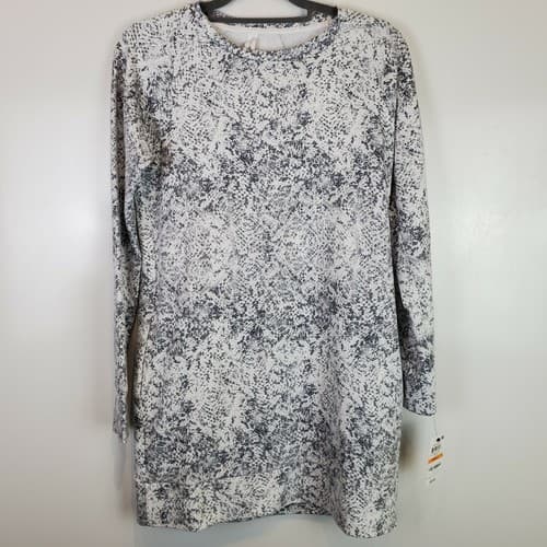 Ideology Womens White Snake Print Fitness Workout Tunic Top Athletic Size Small