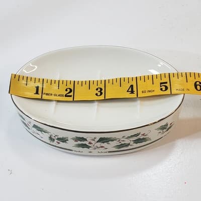 Vintage AMC NY NY Christmas Holly Berry Ceramic Bath Soap Dish Japan - Thumbnail 8