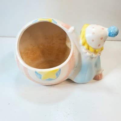 Napcoware Clown Ball Planter Pastel Nursery Decor Baby #1270 Japan - Thumbnail 3
