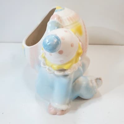 Napcoware Clown Ball Planter Pastel Nursery Decor Baby #1270 Japan - Thumbnail 2