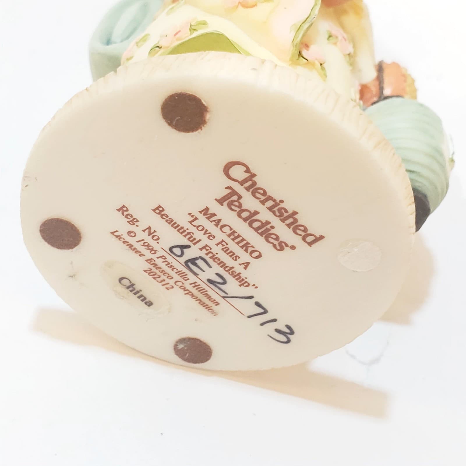 Vtg Cherished Teddies MACHIKO Love Fans a Beautiful Friendship 1996 Figurine - Thumbnail 7