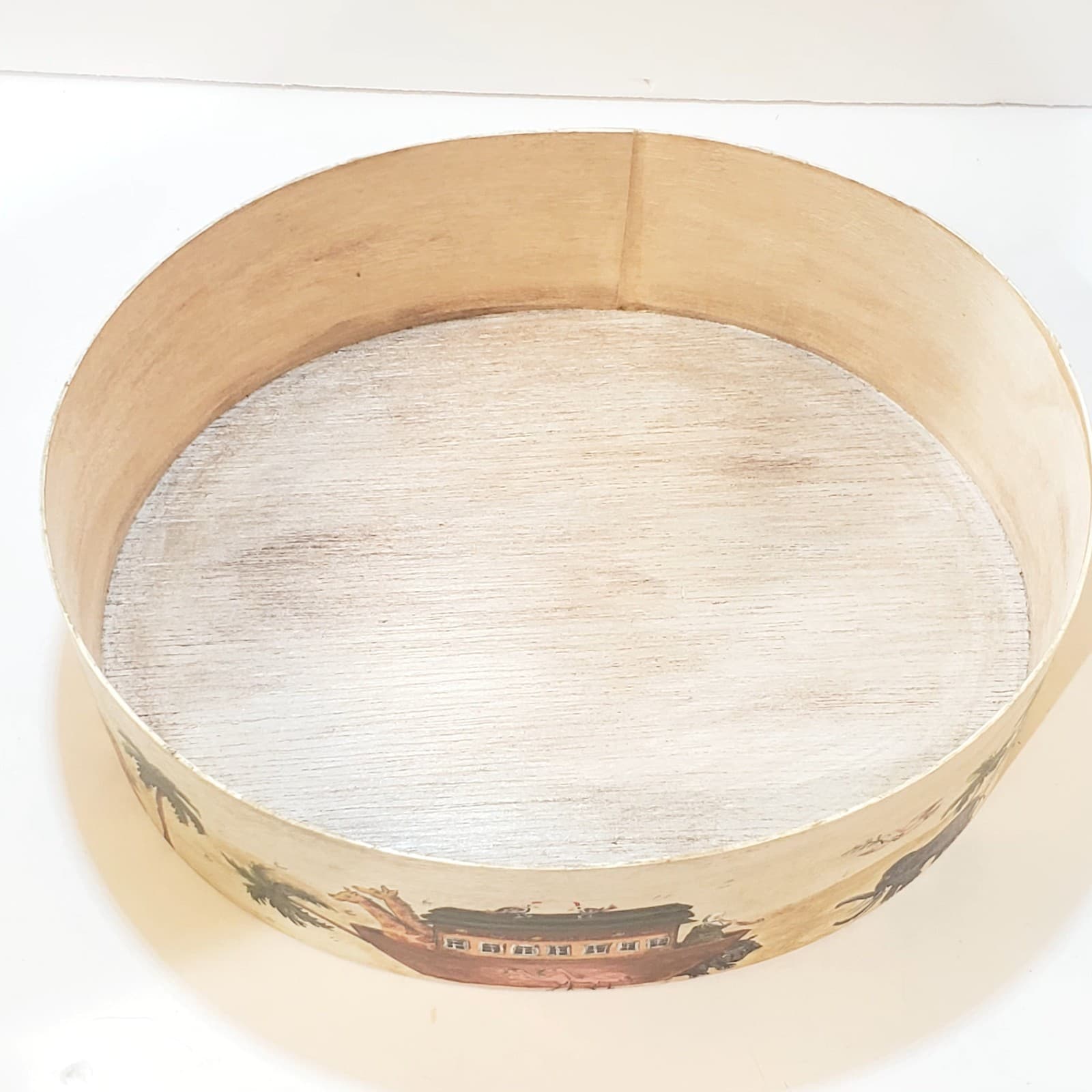 Vintage 1993 Wooden Oval Shaker Style Craft Box w/Lid Hand Painted Noah’s Ark - Thumbnail 4