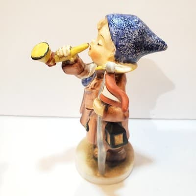 Vintage Japan Boy Trumpeter playing Horn w/ Flag Lantern Figurine Made In Japan - Thumbnail 2