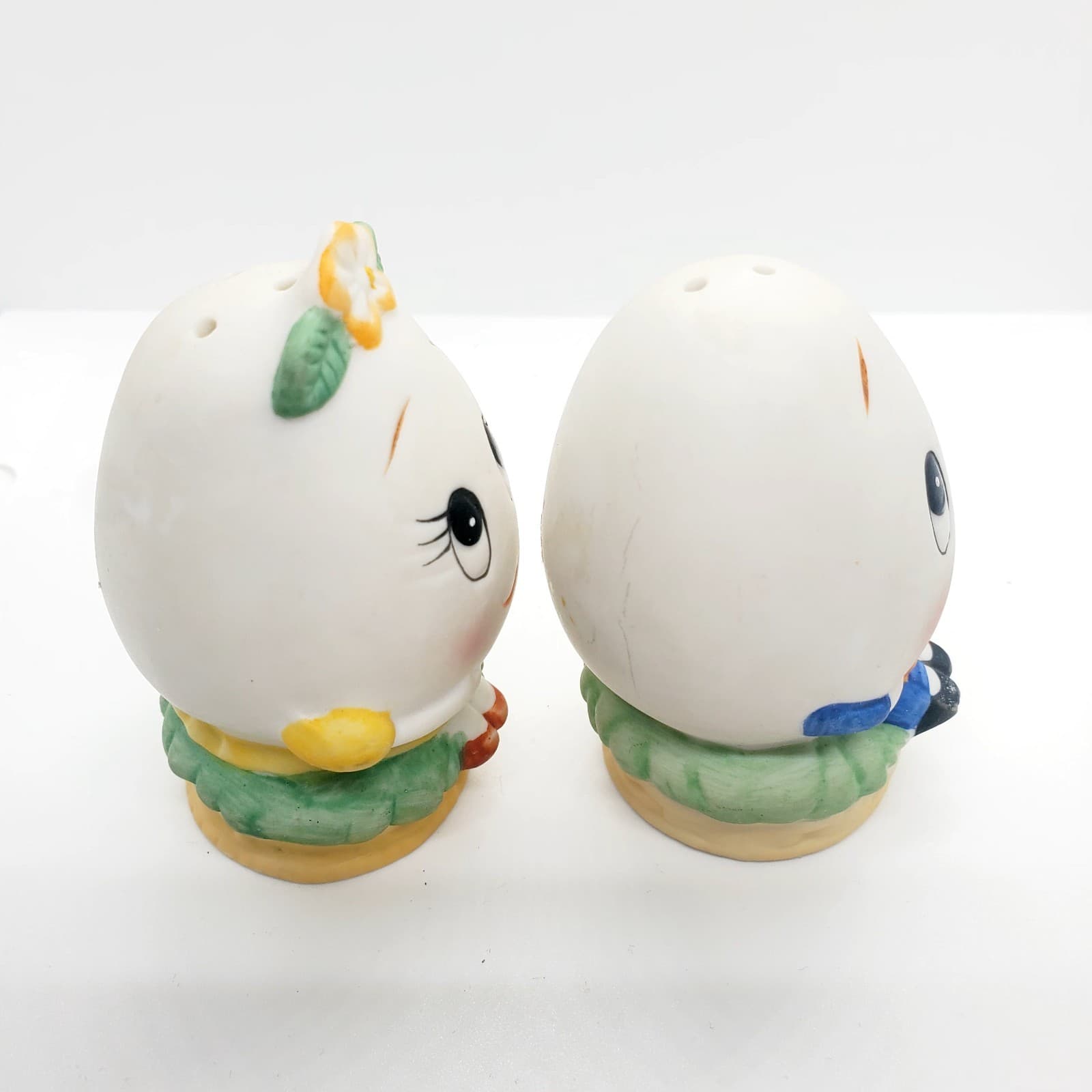 Vintage Lefton Egg Salt & Pepper Shakers Humpty Dumpty Mr & Mrs Easter Taiwan - Thumbnail 2