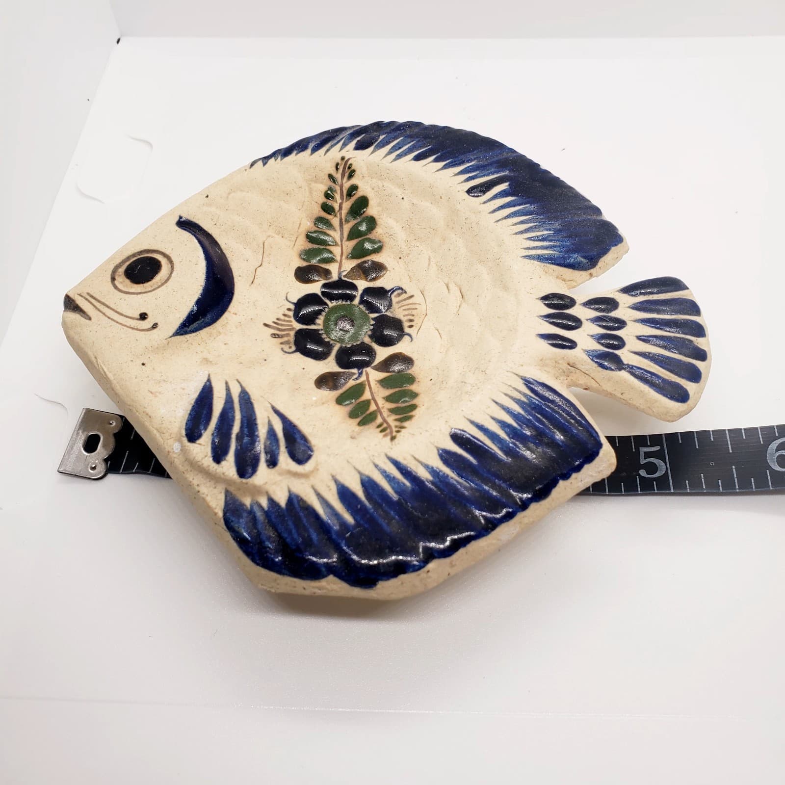 Vintage Mexican Art Pottery Folk Art Fish Wall Hanging Decor Moro Mexico Clay - Thumbnail 6