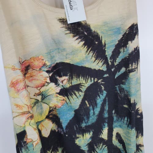 Catwalk Studio Women's Size Small Floral Palm Tree Graphic Racer Back Tank Top - Thumbnail 2