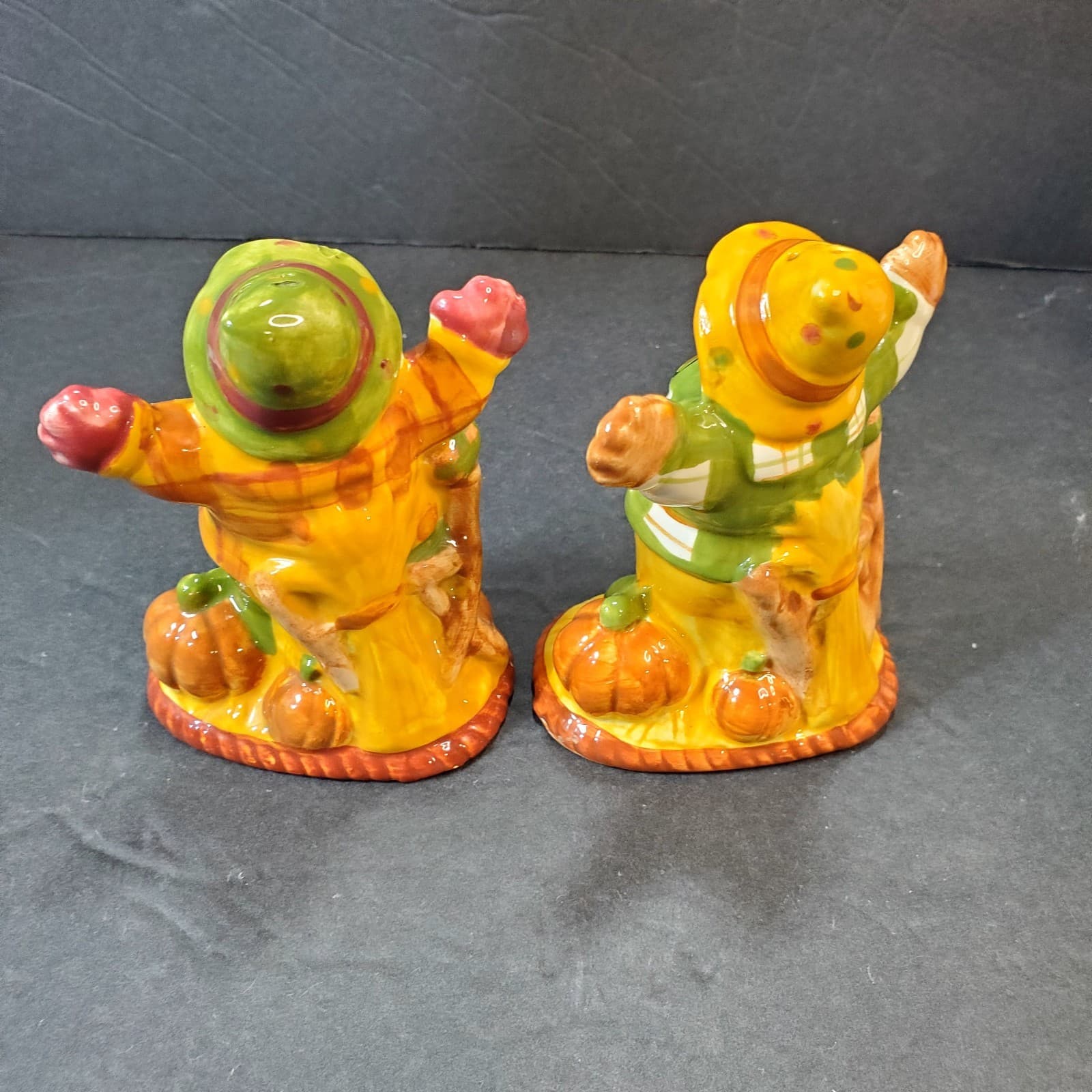 Vintage Kmart Scarecrow Harvest Pumpkin Salt & Pepper Shakers Fall Decor - Thumbnail 3