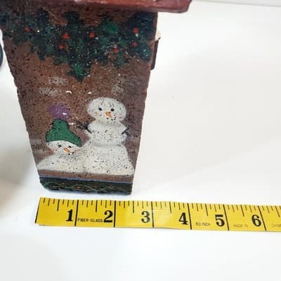 Vintage 90's NCE Hand Painted Wooden Christmas Village House Snowmen For Sale - Thumbnail 14