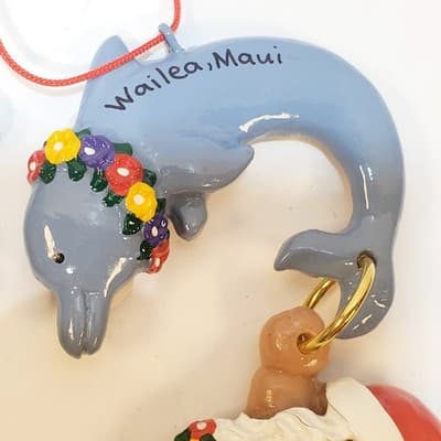 2 Vtg 2002 Joseph K & Co Maui Hawaii Christmas Ornament Santa Hula Girl Dolphin - Thumbnail 4