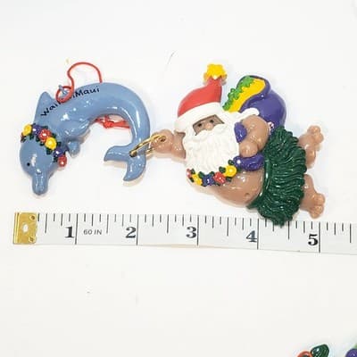 2 Vtg 2002 Joseph K & Co Maui Hawaii Christmas Ornament Santa Hula Girl Dolphin - Thumbnail 9