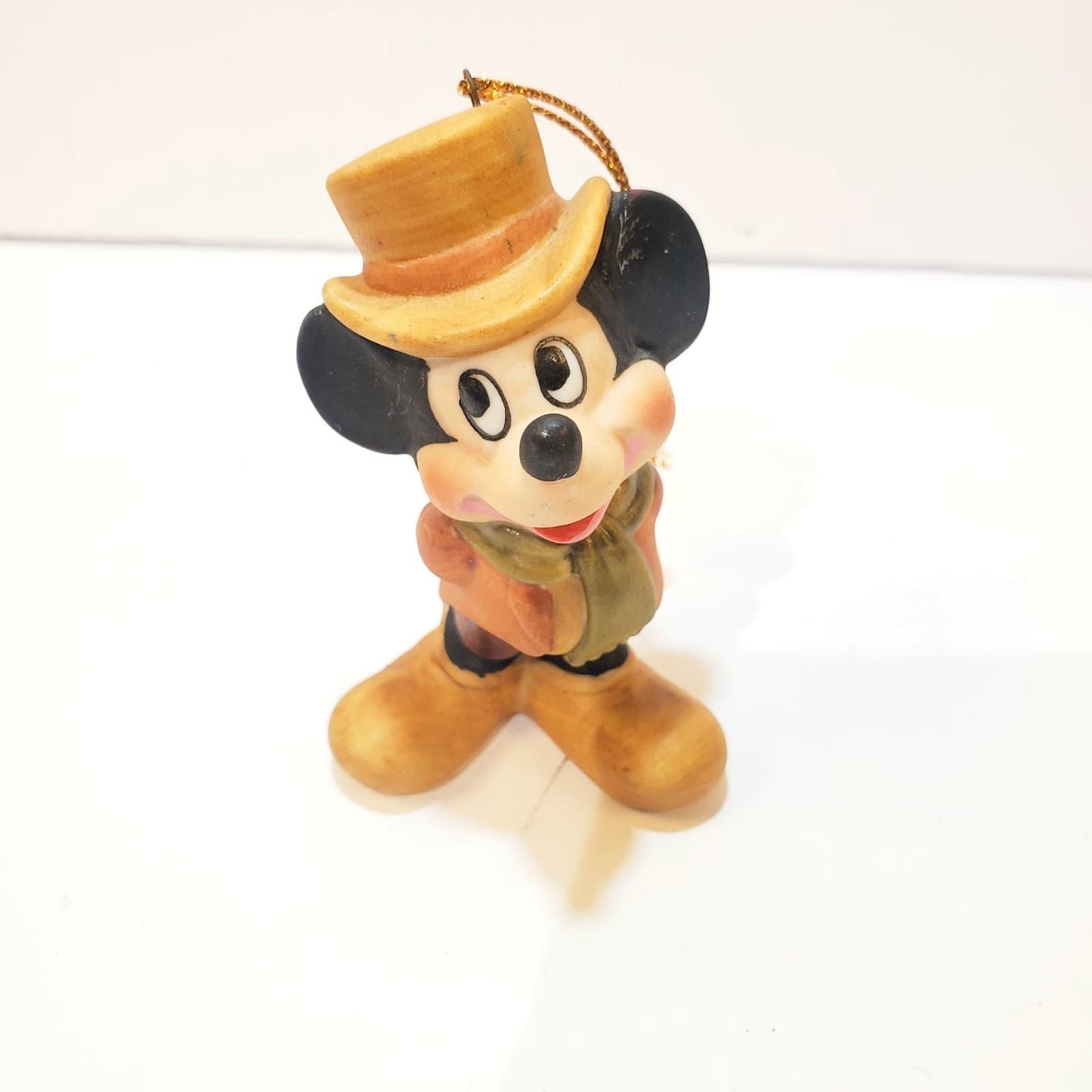 VTG Disney Mickey Mouse Christmas Ornament Porcelain Japan Dickens Scrooge 3”