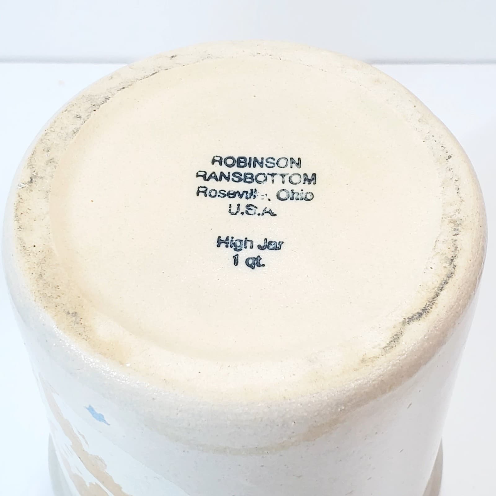Roseville Stoneware Angel Design Robinson Ransbottom Pottery 1 Qt High Jar Crock - Thumbnail 7