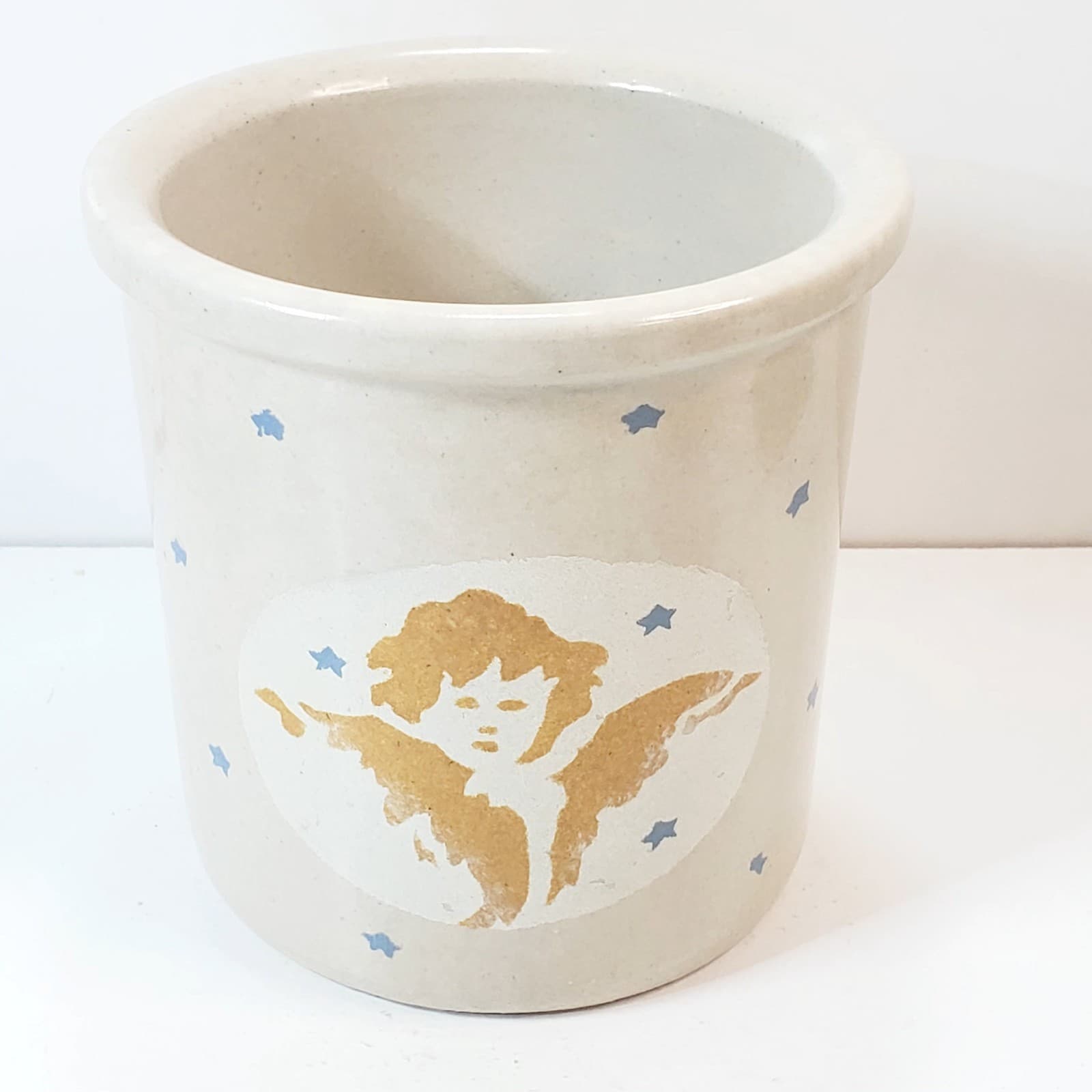 Roseville Stoneware Angel Design Robinson Ransbottom Pottery 1 Qt High Jar Crock