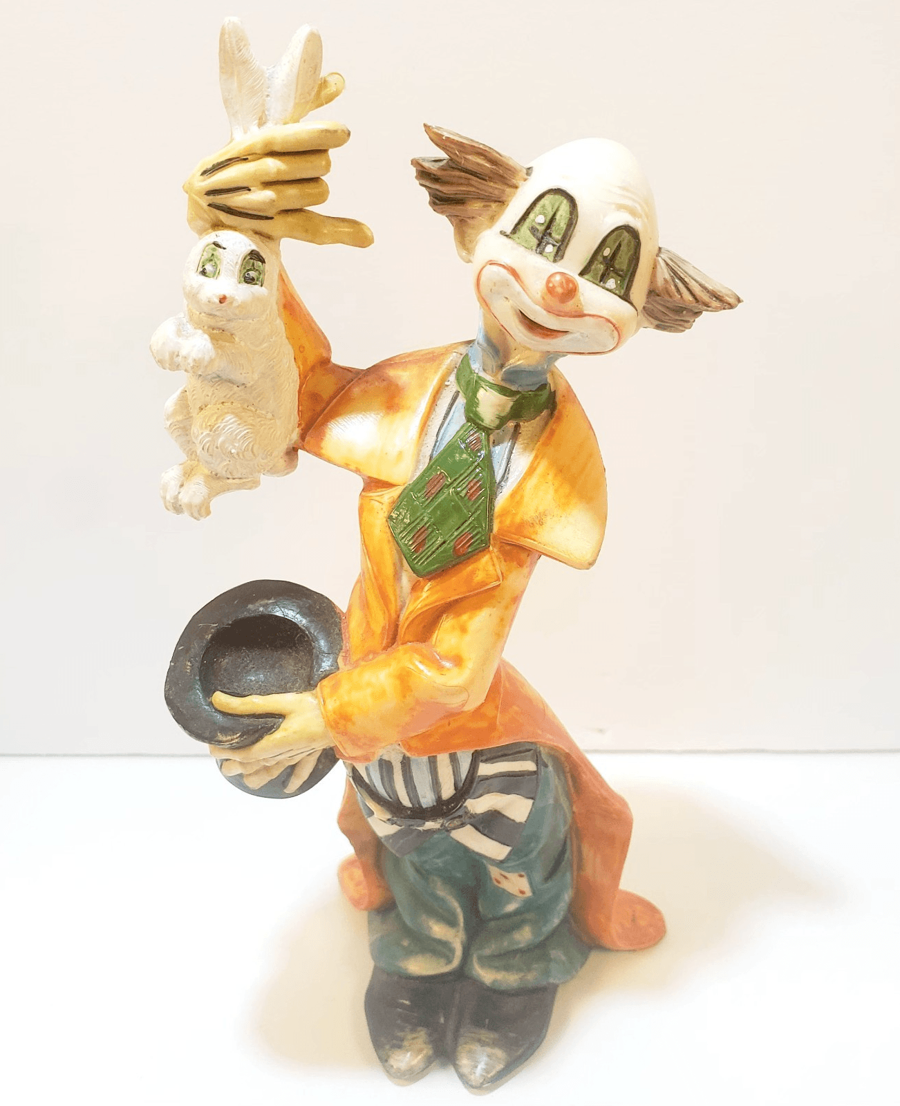 Vintage Fontanini Depose Resin Clown Holding Rabbit Figure 7” Tall Made In Italy