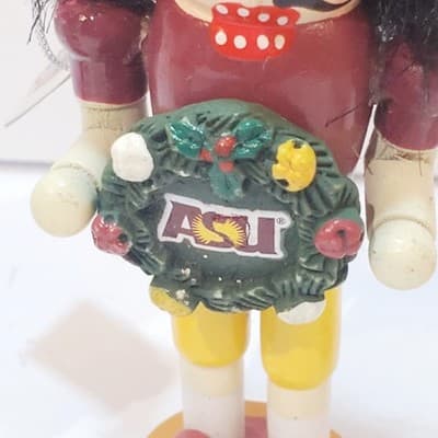 Set of 3 NCAA Arizona State Nutcracker With Wreath Christmas Tree Ornament 3.5" - Thumbnail 2