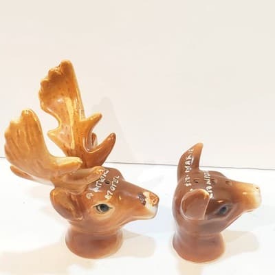 Vintage Buck & Doe Salt & Pepper Shakers Japan Sault Ste Marie Antlers Motel - Thumbnail 6