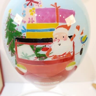 Pier 1 Li bien Reverse Painted 2018 Santa in Car Glass Christmas Ornament w/Box - Thumbnail 4