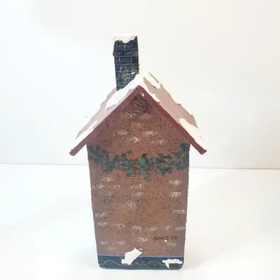 Vintage 90's NCE Hand Painted Wooden Christmas Village House Snowmen For Sale - Thumbnail 5