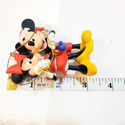 Disney Santa Mickey Mouse Holding Blue Mickey Head Ornament w/ Minnie Mouse - Thumbnail 6