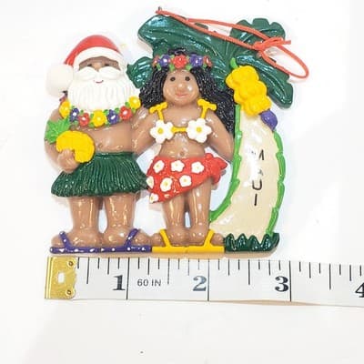 2 Vtg 2002 Joseph K & Co Maui Hawaii Christmas Ornament Santa Hula Girl Dolphin - Thumbnail 7