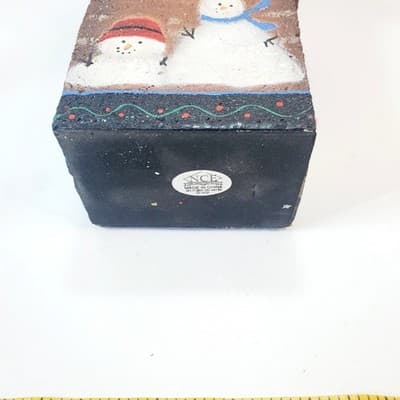 Vintage 90's NCE Hand Painted Wooden Christmas Village House Snowmen For Sale - Thumbnail 9