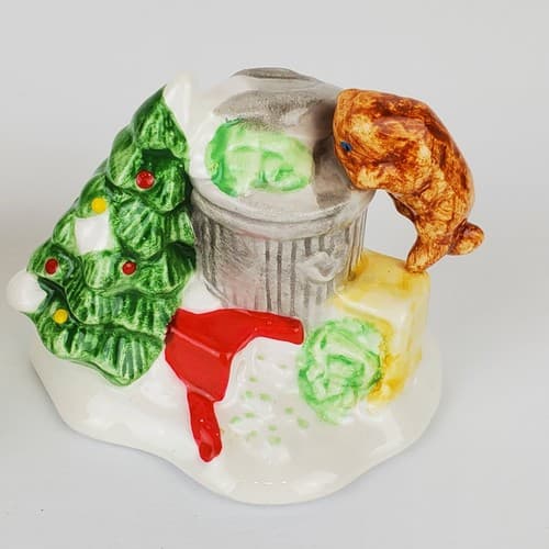 Vtg Dept 56 The Original Snow Village Cat in Garbage / Dog and Doghouse Figurine - Thumbnail 3