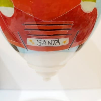 Pier 1 Li bien Reverse Painted 2018 Santa in Car Glass Christmas Ornament w/Box - Thumbnail 2