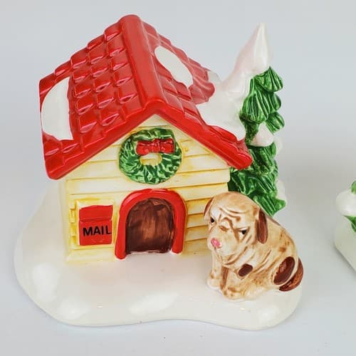 Vtg Dept 56 The Original Snow Village Cat in Garbage / Dog and Doghouse Figurine - Thumbnail 2