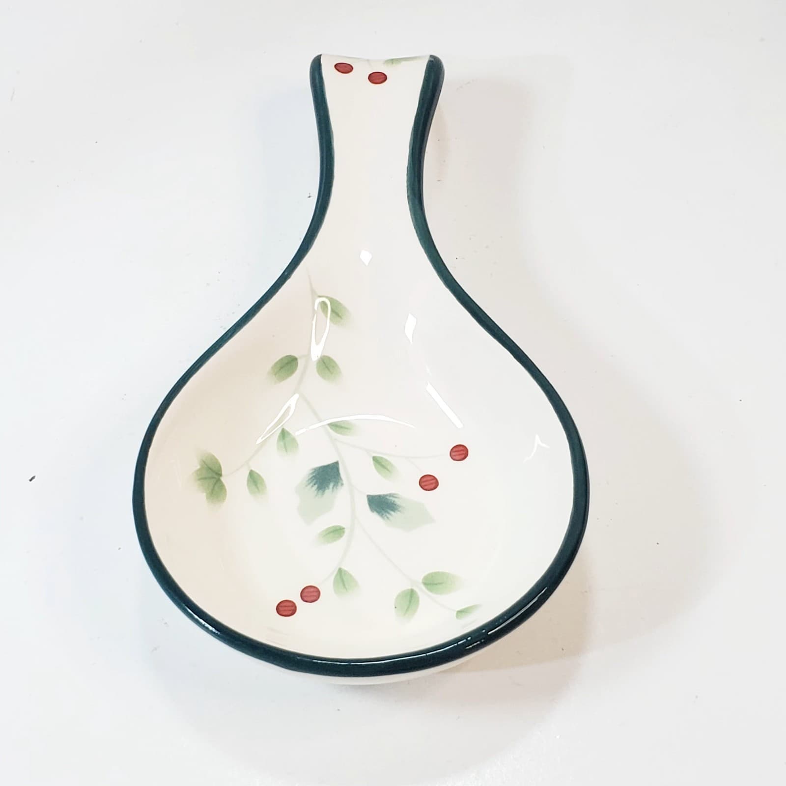 Pfaltzgraff Winterberry Spoon Rest Stoneware Christmas Holly Berry