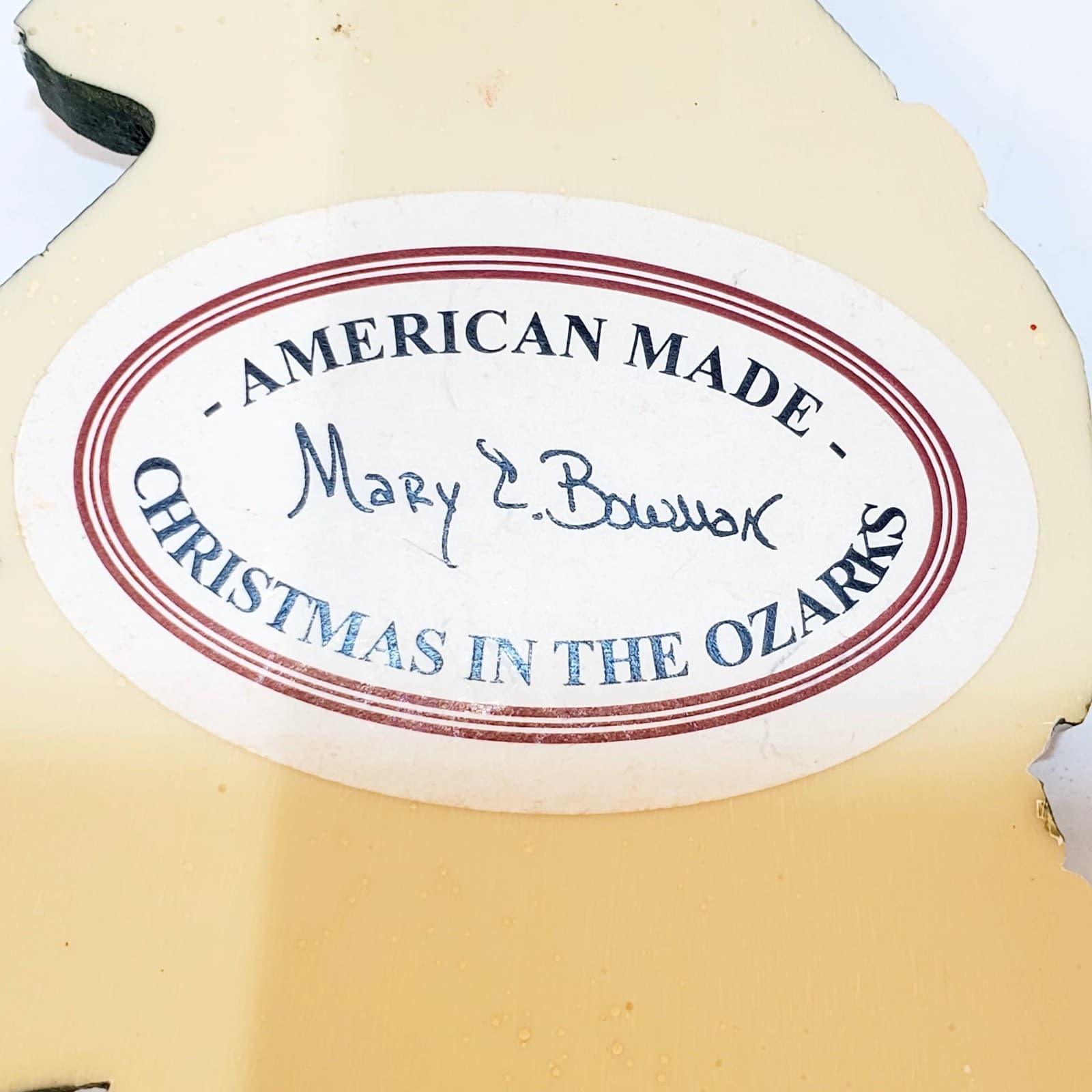 2015 Mary Bowman Christmas In The Ozarks Tree Snowman Hand Painted Wood Ornament - Thumbnail 3