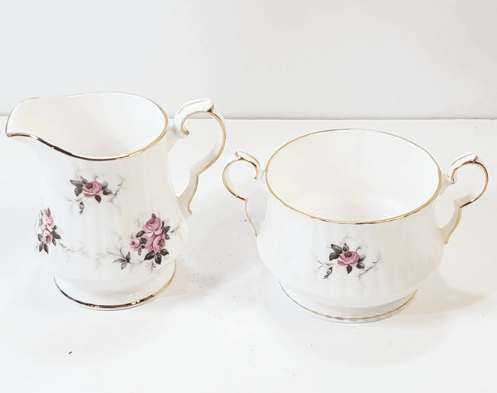 Princess House Hammersley Windsor Rose Fine Bone China Sugar Bowl & Creamer Set