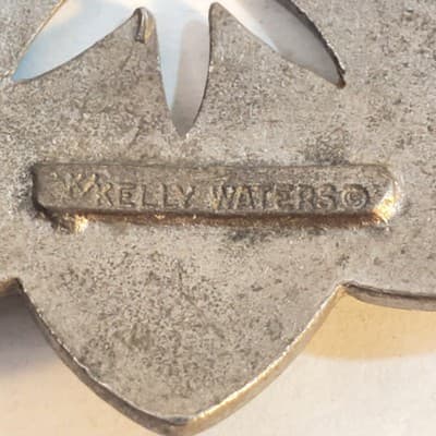 Vtg Signed Kelly Waters Silver Tone Pendant Geometric Flower Starburst Design - Thumbnail 6