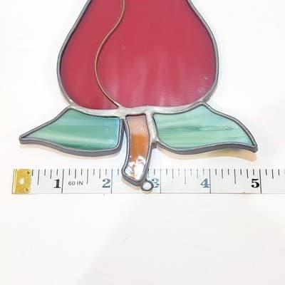 Vintage Handmade Lead Stained Glass Hanging Apple Sun Catcher Ornament 5 Inch - Thumbnail 6
