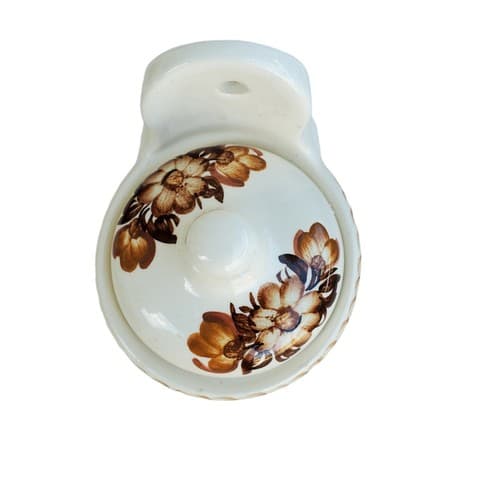Kolo Fajans JANPOL Made In Poland Hand Painted Pottery Brown Floral Wall Jar - Thumbnail 4