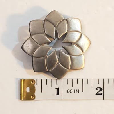 Vtg Signed Kelly Waters Silver Tone Pendant Geometric Flower Starburst Design - Thumbnail 7