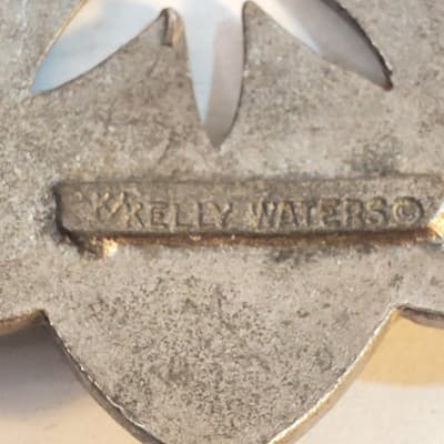 Vtg Signed Kelly Waters Silver Tone Pendant Geometric Flower Starburst Design - Thumbnail 4