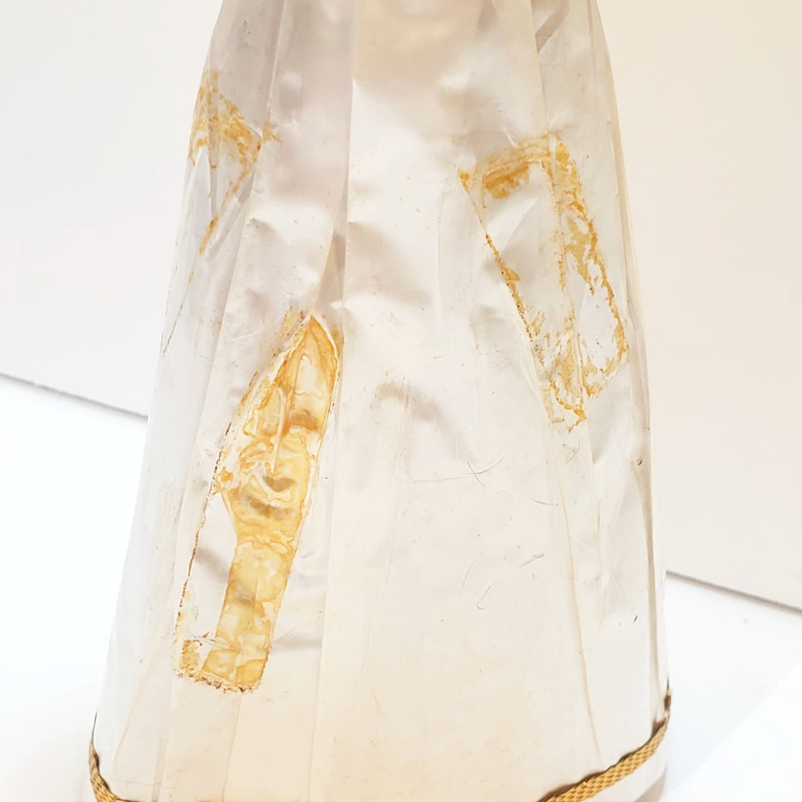 VTG Cardboard Angel w Wreath Christmas Tree Topper Rubber Face Foil Dress DAMAGE - Thumbnail 7
