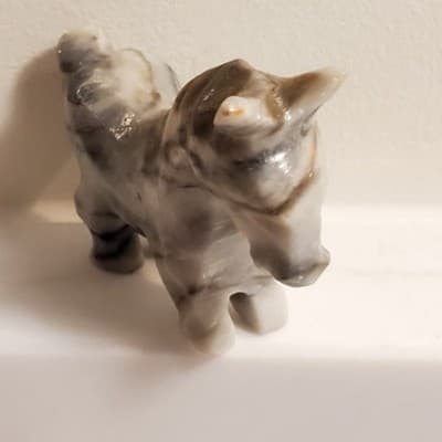 Miniature Donkey Figurine 2" Hand Carved Gray White Marble Stone Mule Horse - Thumbnail 5