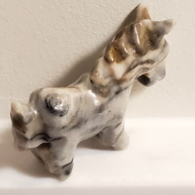 Miniature Donkey Figurine 2" Hand Carved Gray White Marble Stone Mule Horse - Thumbnail 3
