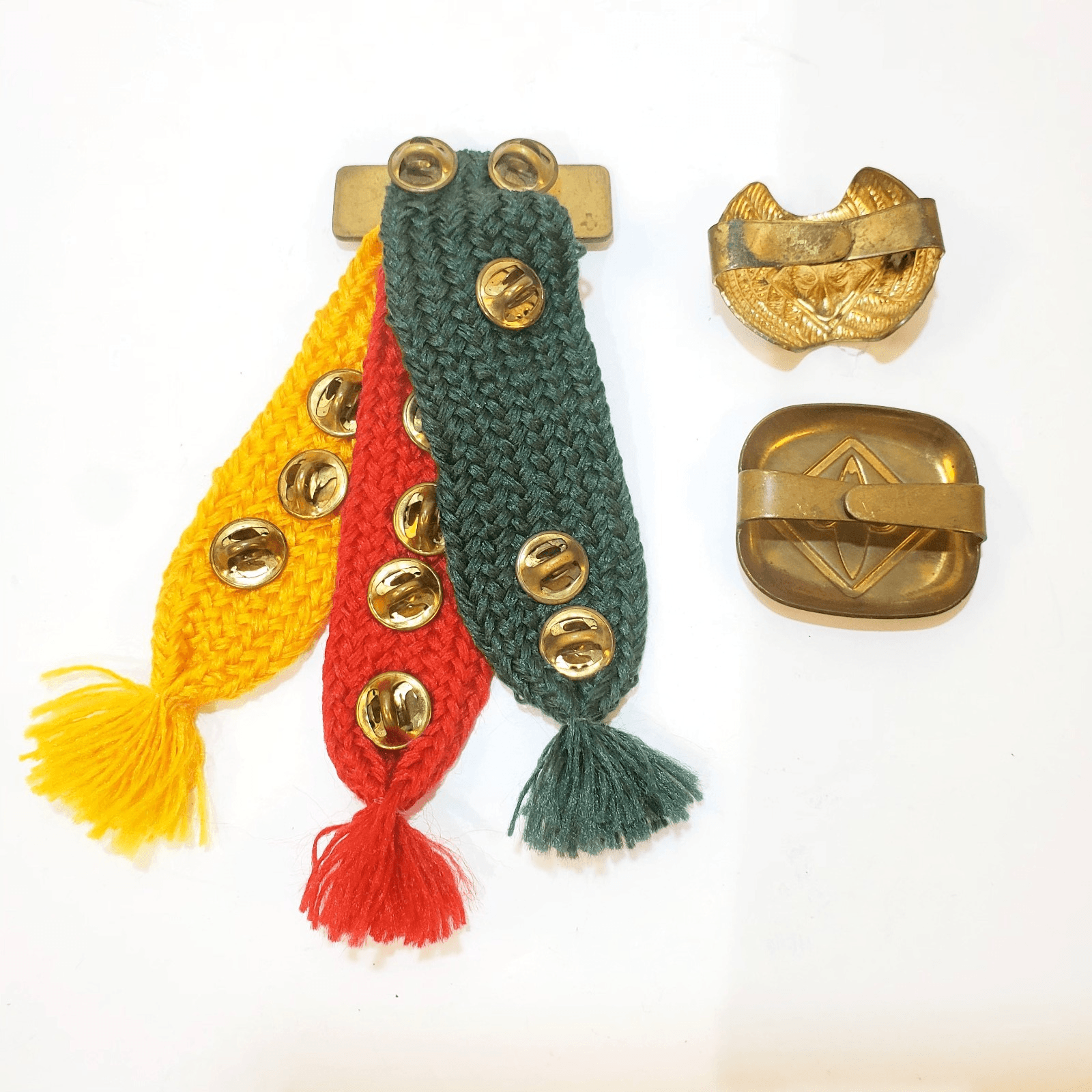 Vtg Boy Scouts BSA Webelos Tri-Color Ribbon 12 Merit Badge Pins & 2 Scarf Slides - Thumbnail 7